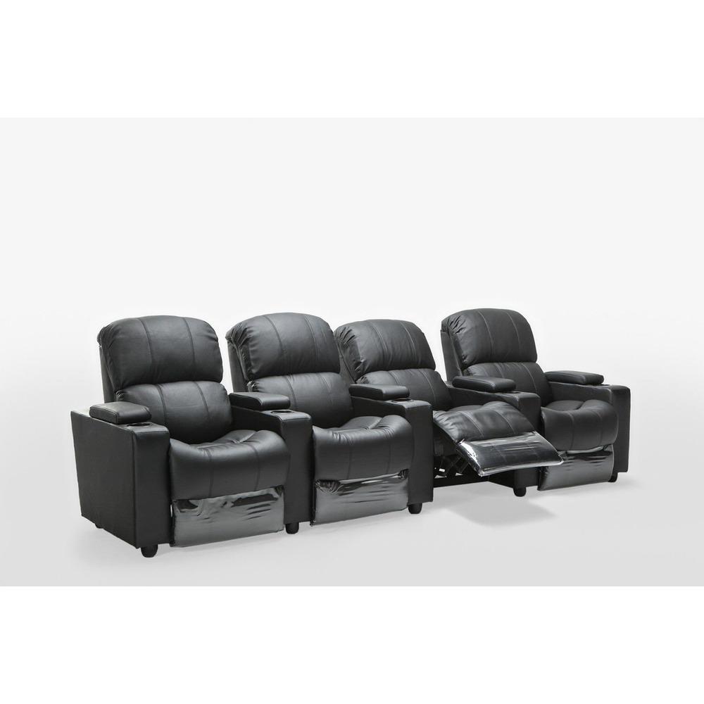 Sophie Black Leather 4 Seater Recliner