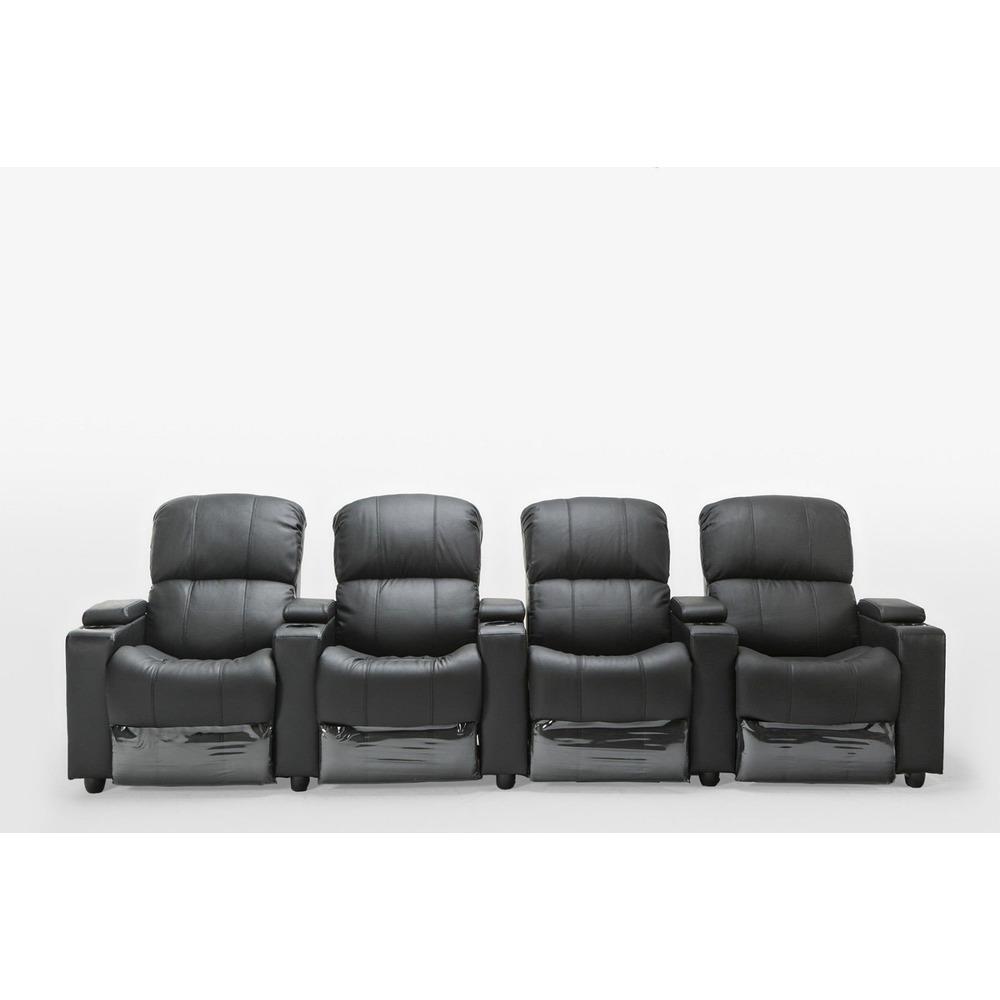 Sophie Black Leather 4 Seater Recliner