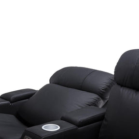 Anna Black Leather 4 Seater Recliner - Electric