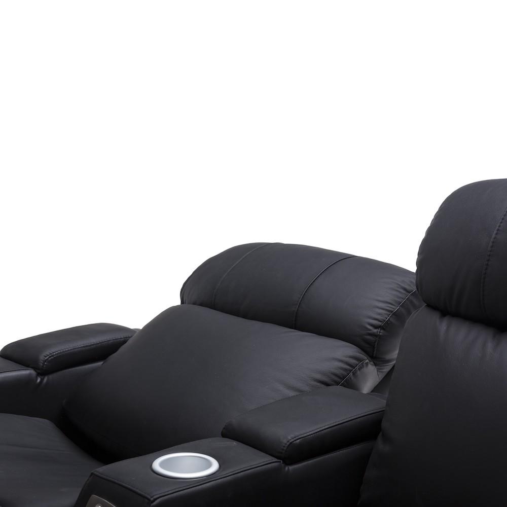 Anna Black Leather 3 Seater Recliner - Electric