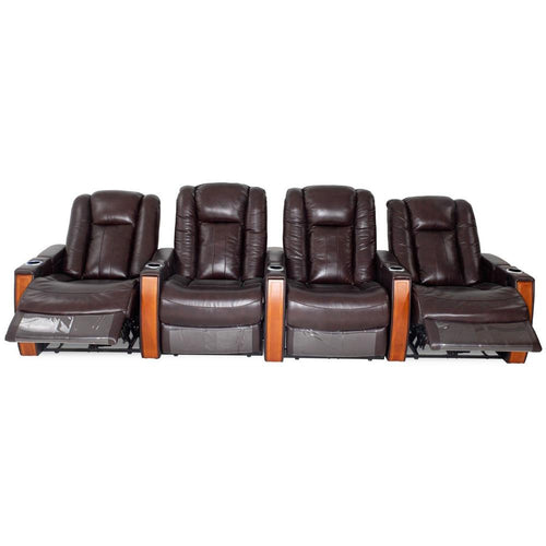 Anna Black Leather 4 Seater Recliner - Electric