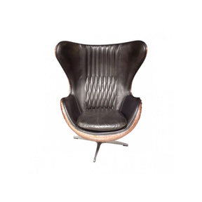Admiral Black Leather And Copper Egg Chair