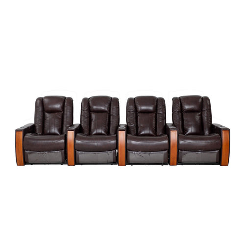 Anna Black Leather 4 Seater Recliner - Electric