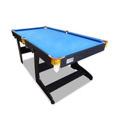 Pool Table - 6FT Blue Foldable / Fold Away Pool Table For Billiard Snooker Small Room