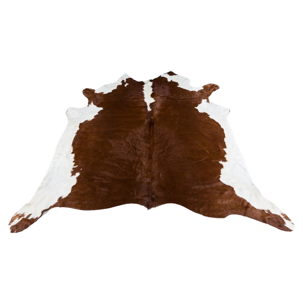 Hereford - Rust & White Coloured Large Premium Cowhide Rug