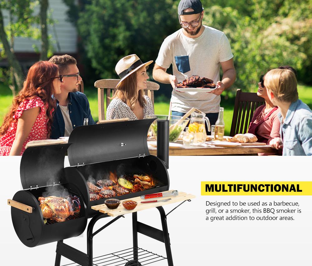 Home & Garden > BBQ - 2 In 1 BBQ Smoker Charcoal Grill Roaster Portable Offset Camping Outdoor Barbecue