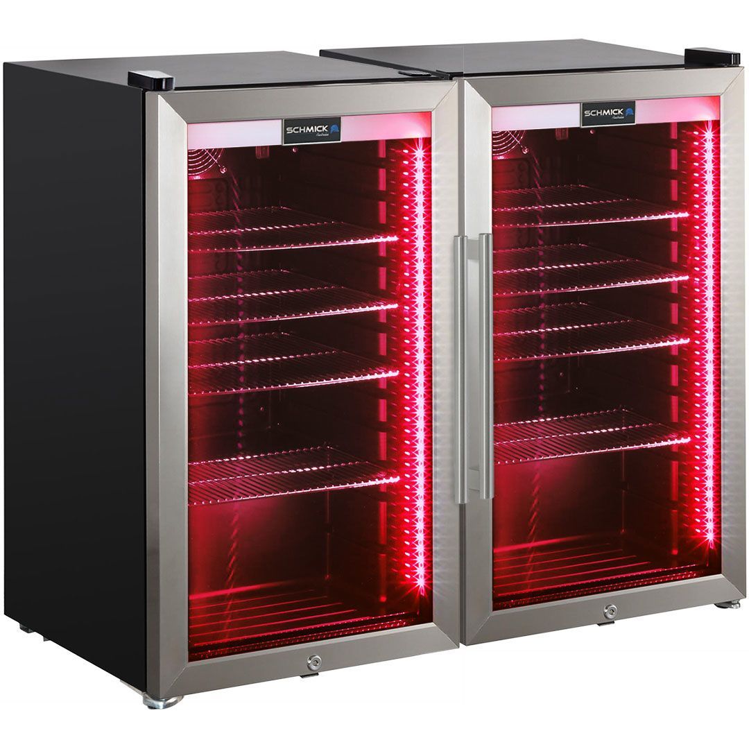 Bar Fridge - Schmick Outdoor Triple Glazed Alfresco Bar Fridge Combo With LED Strip Lights, Lock And LOW E Glass, Indoor Use Also Perfect!