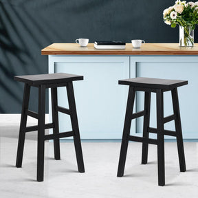Furniture > Bar Stools & Chairs - Artiss Set Of 2 Beech Wood Bar Stools - Black