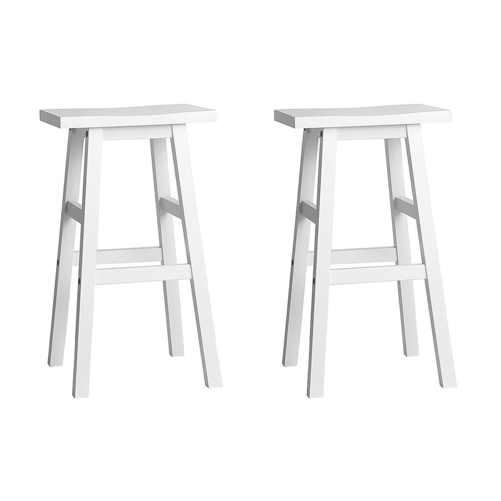 Furniture > Bar Stools & Chairs - Artiss Set Of 2 Beech Wood Bar Stools - White