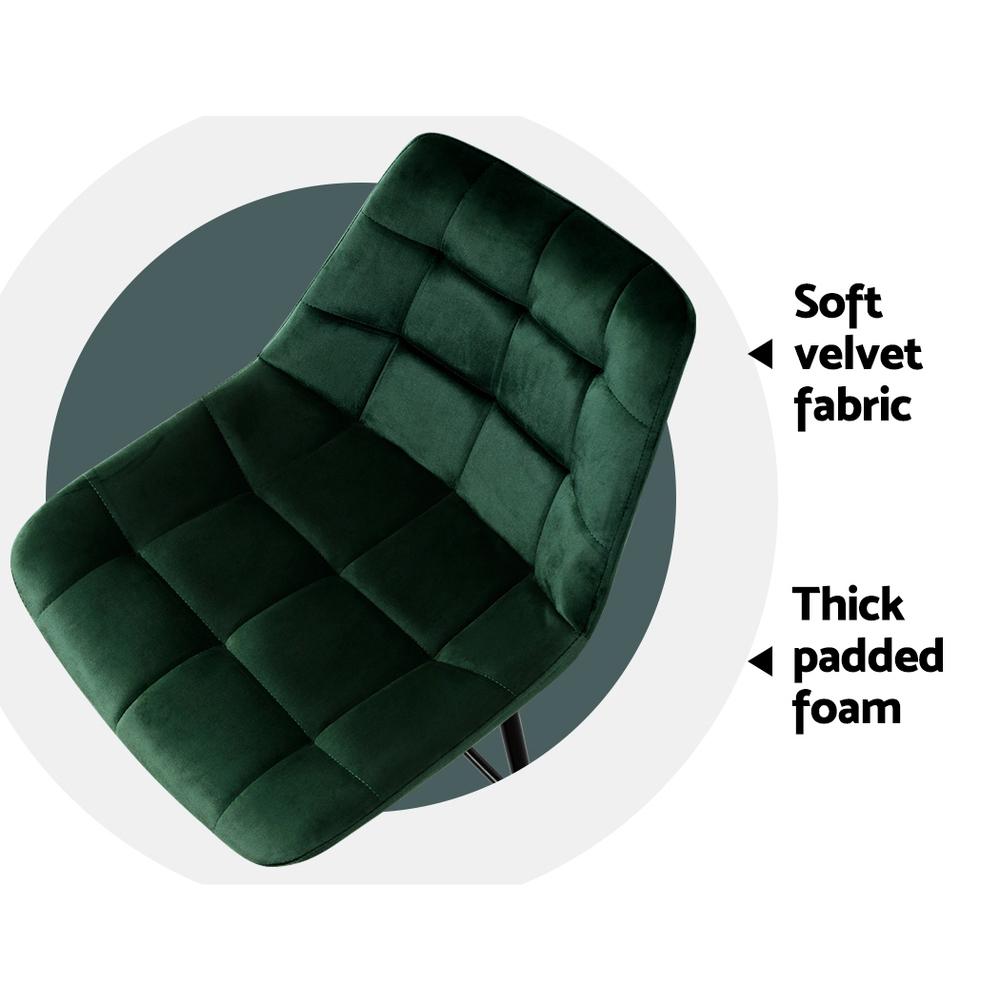 Furniture > Bar Stools & Chairs - Artiss Set Of 2 Velvet Bar Stools - Green