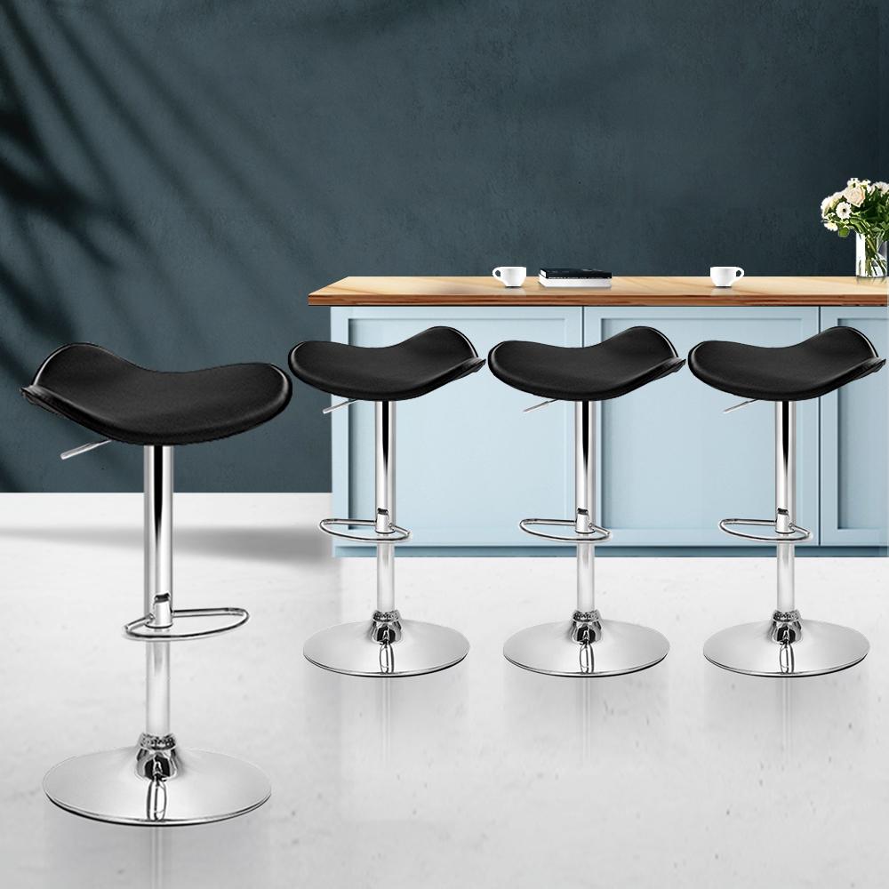 Furniture > Bar Stools & Chairs - Artiss Set Of 4 Swivel Bar Stools - Black