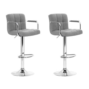 Furniture > Bar Stools & Chairs - Artiss Set Of 2 Bar Stools Gas Lift Swivel - Steel And Grey