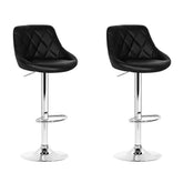 Furniture > Bar Stools & Chairs - Artiss Set Of 2 Bar Stools PU Leather Diamond Style - Black