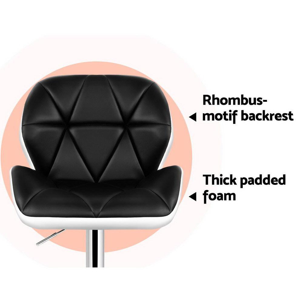 Furniture > Bar Stools & Chairs - Artiss Set Of 2 Kitchen Bar Stools - White, Black And Chrome