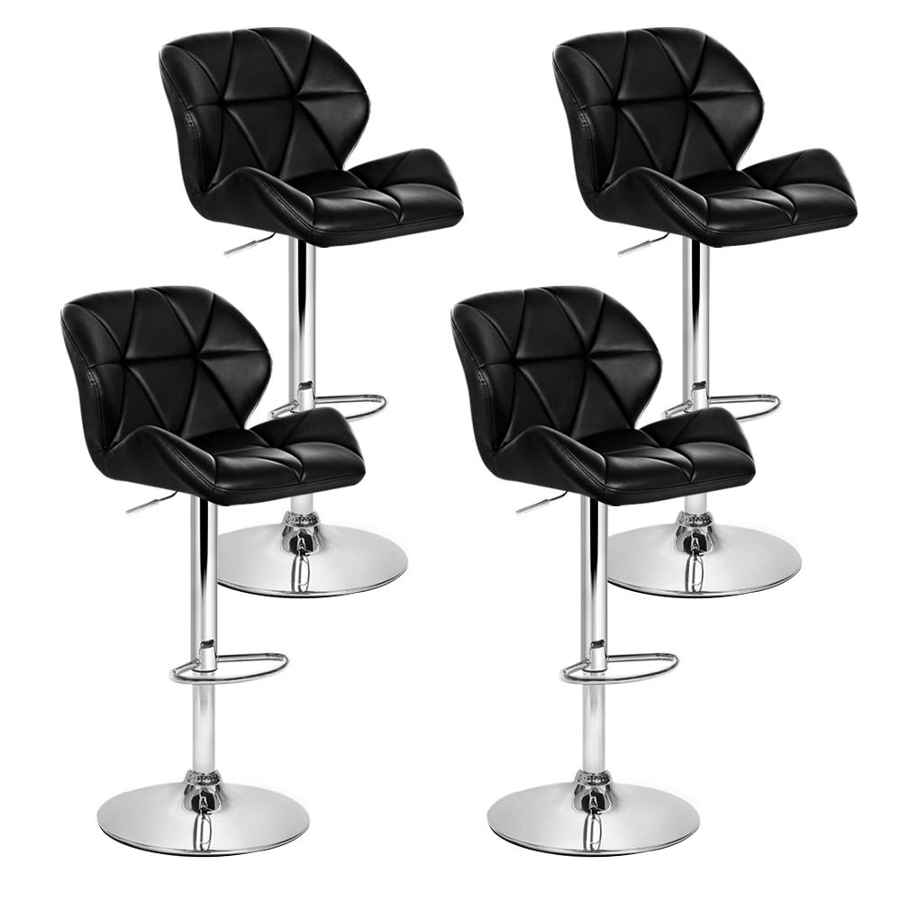 Furniture > Bar Stools & Chairs - Artiss Set Of 4 Kitchen Bar Stools - Black And Chrome