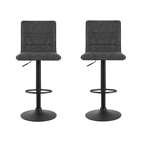Furniture > Bar Stools & Chairs - Artiss Set Of 2 Bar Stools PU Leather Smooth Line Style - Grey And Black