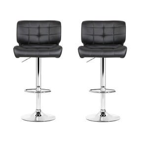 Furniture > Bar Stools & Chairs - Artiss Set Of 2 PU Leather Gas Lift Bar Stools - Black And Chrome