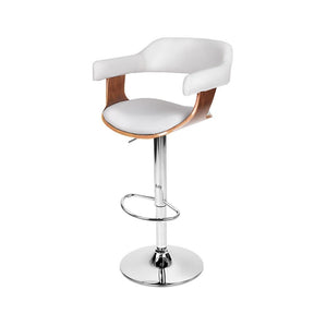 Furniture > Bar Stools & Chairs - Artiss Wooden PU Leather Bar Stool - White And Chrome