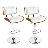 Furniture > Bar Stools & Chairs - Artiss Set Of 2 Wooden Gas Lift Bar Stool - White And Chrome