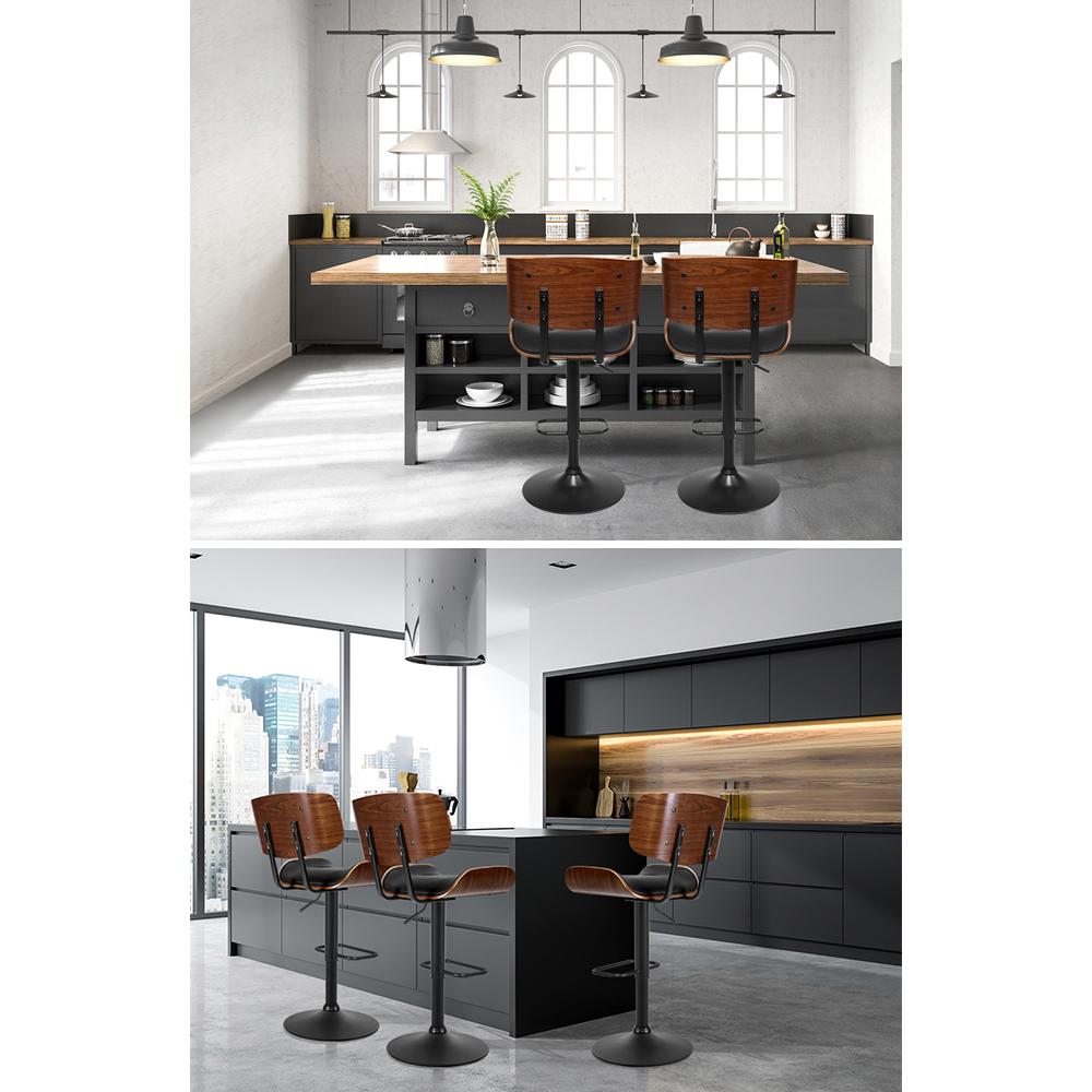 Furniture > Bar Stools & Chairs - Artiss Bar Stool Gas Lift Wooden PU Leather - Black And Wood