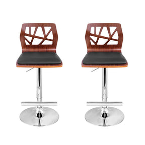 Furniture > Bar Stools & Chairs - Artiss Set Of 2 Wooden Gas Lift Bar Stools - Black And Wood