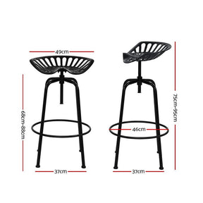 Furniture > Bar Stools & Chairs - Artiss Bar Stool Retro Industrial Style Iron - Black