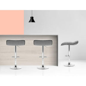 Furniture > Bar Stools & Chairs - Artiss Set Of 2 Fabric Bar Stools Swivel Bar Stools- Grey Chrome