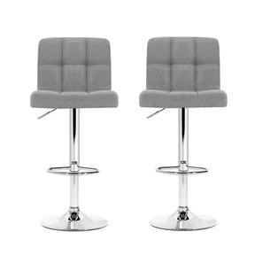 Furniture > Bar Stools & Chairs - Artiss Set Of 2 Fabric Swivel Bar Stools - Grey