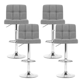 Furniture > Bar Stools & Chairs - Artiss Set Of 4 Fabric Swivel Bar Stools - Grey