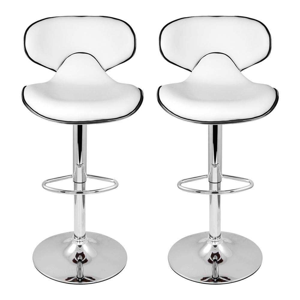 Furniture > Bar Stools & Chairs - Artiss Set Of 2 Bar Stools PU Leather Gas Lift - White