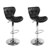 Furniture > Bar Stools & Chairs - Artiss Set Of 2 PU Leather Patterned Bar Stools - Black And Chrome