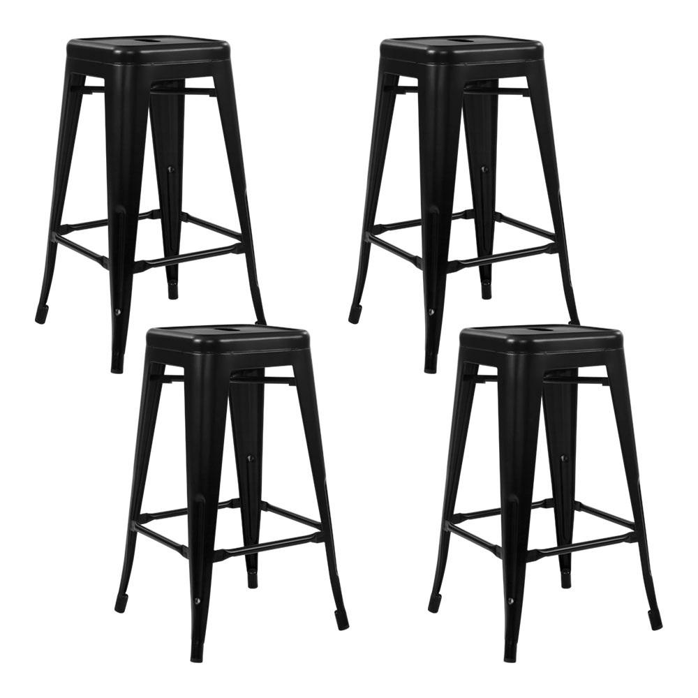 Furniture > Bar Stools & Chairs - Artiss Set Of 4 Replica Tolix Bar Stools Metal Bar Stool Kitchen Chairs 76cm Black