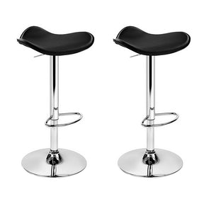 Furniture > Bar Stools & Chairs - Artiss Set Of 2 Gas Lift Bar Stools PU Leather - Black And Chrome