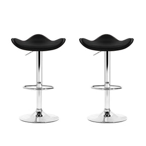 Furniture > Bar Stools & Chairs - Artiss Set Of 2 Gas Lift Bar Stools PU Leather - Black And Chrome
