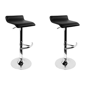 Furniture > Bar Stools & Chairs - Artiss Set Of 2 PU Leather Wave Style Bar Stools - Black