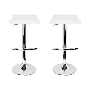 Furniture > Bar Stools & Chairs - Artiss Set Of 2 PU Leather Wave Style Bar Stools - White