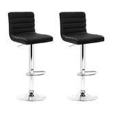 Furniture > Bar Stools & Chairs - Artiss Set Of 2 PU Leather Bar Stools Padded Line Style - Black