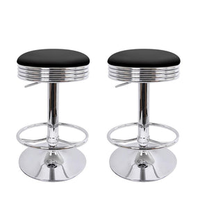 Furniture > Bar Stools & Chairs - Artiss Set Of 2 Backless PU Leather Bar Stools - Black And Chrome