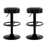 Furniture > Bar Stools & Chairs - Artiss Set Of 2 PU Leather Swivel Backless Bar Stools - Black
