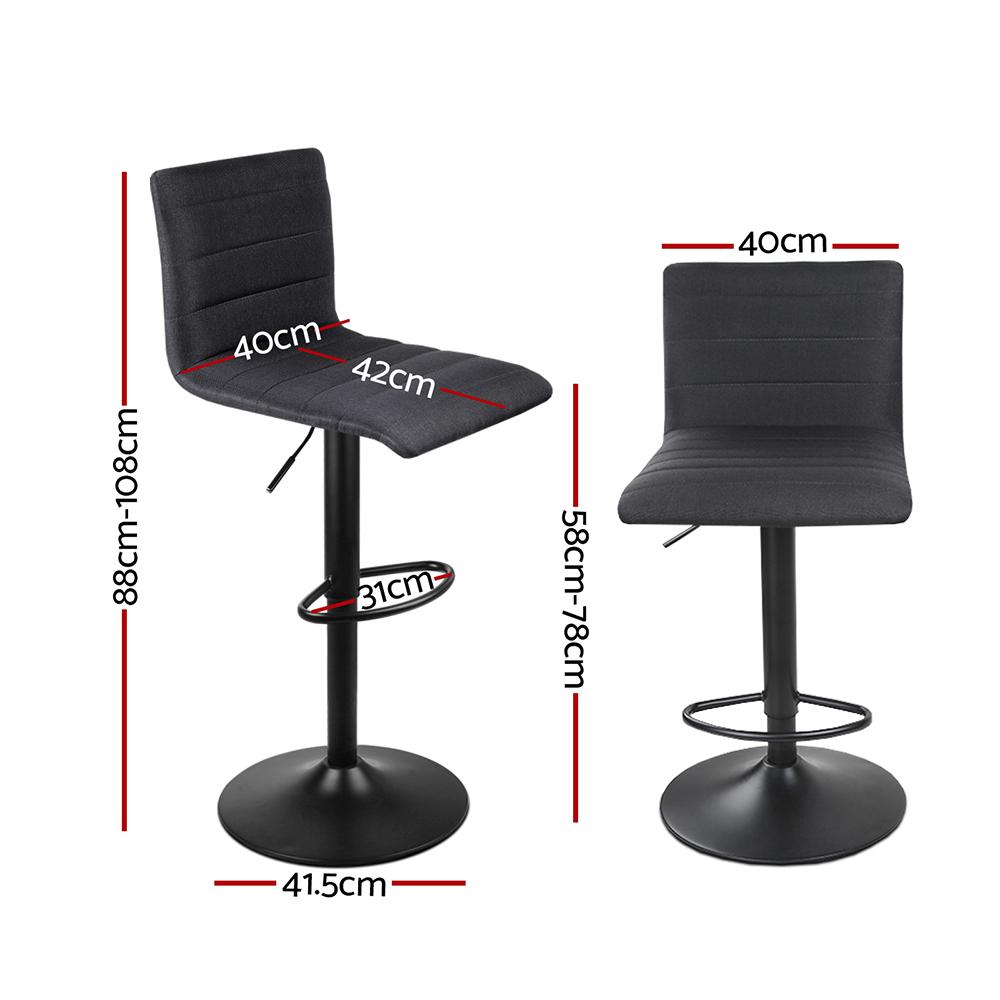 Furniture > Bar Stools & Chairs - Artiss Set Of 2 Faux Linen Bar Stools - Black