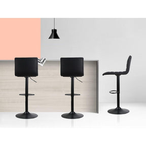 Furniture > Bar Stools & Chairs - Artiss Set Of 2 Faux Linen Bar Stools - Black