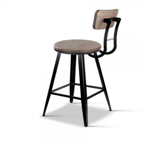 Bar Stool - Bev Industrial Bar Stool With Backrest 76cm