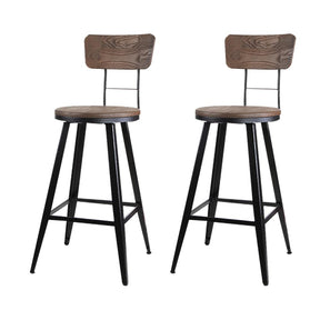 Furniture > Bar Stools & Chairs - Artiss Set Of 2 Industrial Style Swivel Bar Stools 66cm - Black