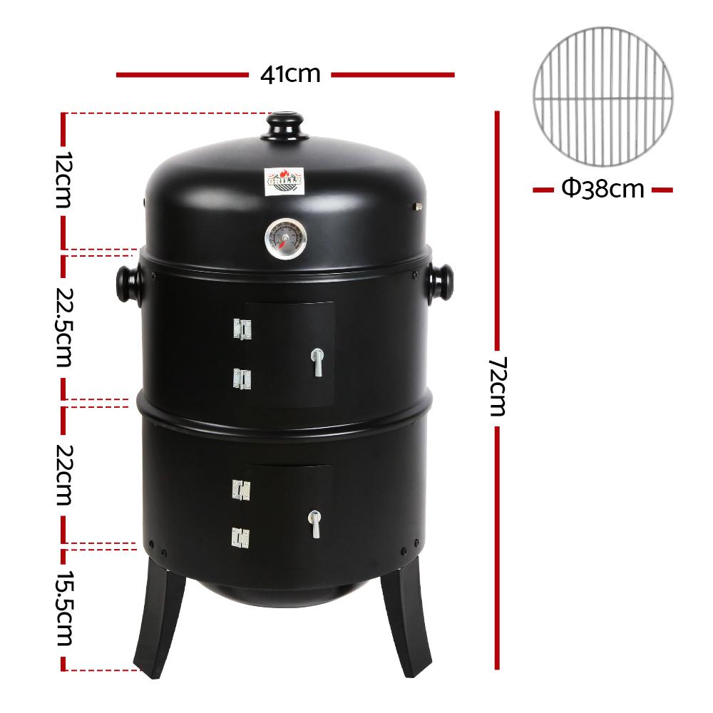 Home & Garden > BBQ - Grillz 3-in-1 Charcoal BBQ Smoker - Black