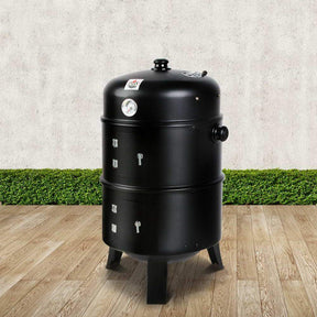 Home & Garden > BBQ - Grillz 3-in-1 Charcoal BBQ Smoker - Black