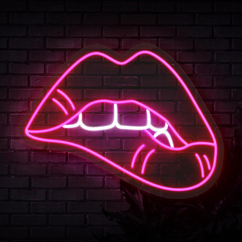Neon Sign - BITING LIP NEON SIGN (DELIVERED IN 3-5WKS)