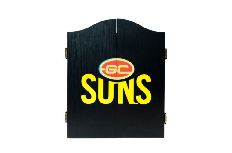 Gold Coast Suns AFL Dart Board And Cabinet Set