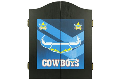 North QLD Queensland Cowboys NRL Dart Board And Cabinet Set