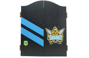 Gold Coast Titans NRL Dart Board And Cabinet Set