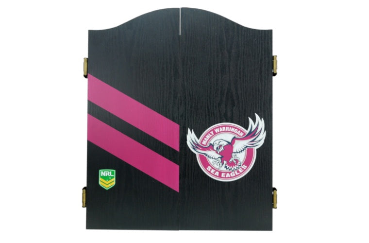 Manly Warringah Sea Eagles NRL Dart Board And Cabinet Set